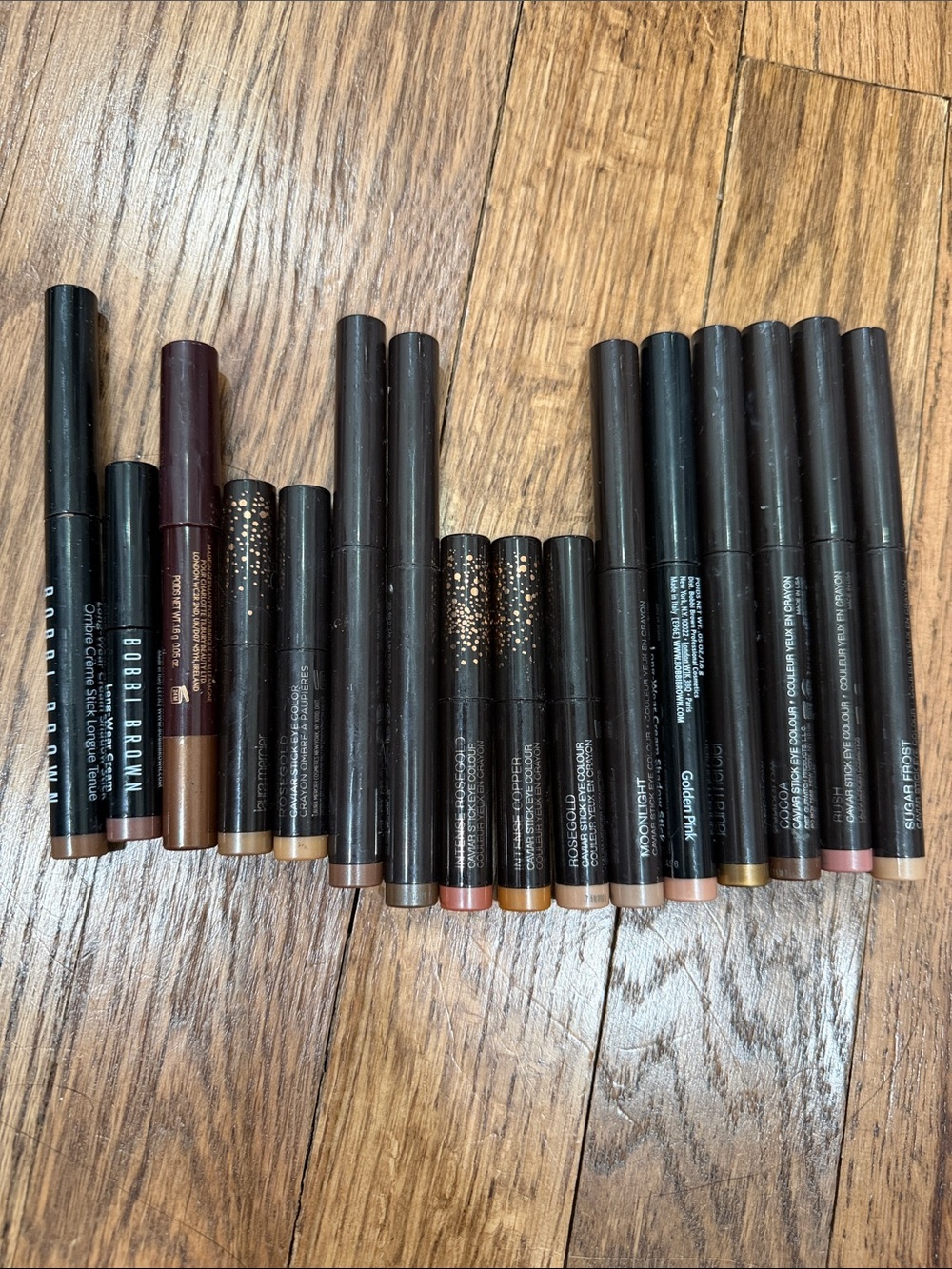 Set of 15 Cream Eyeshadow Sticks- 12 Laura Mercier, 2 Bobbi Brown, 1 C Tilbury
